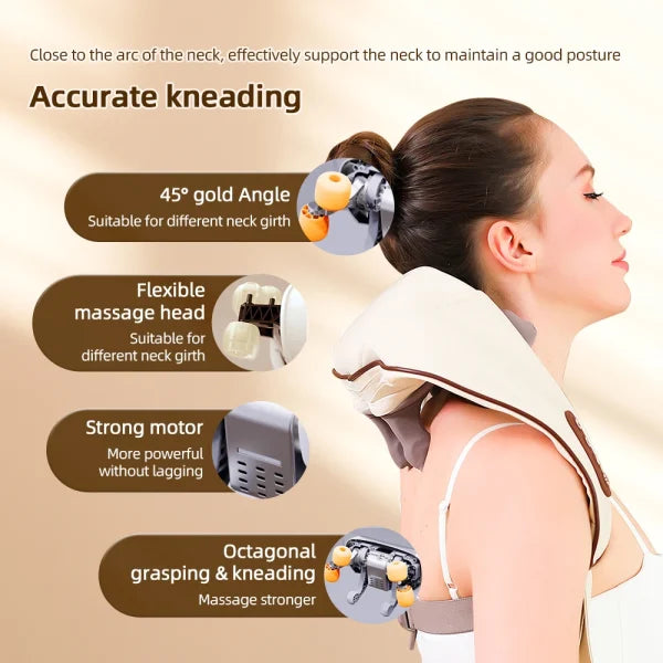 Wireless Electric Neck & Shoulder Massager – Kneading Massage Pillow for Back & Neck Relief